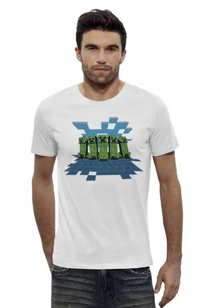 Заказать мужскую футболку в Москве. Футболка базовая Криперы от PrintGamer  - готовые дизайны и нанесение принтов.