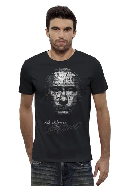 Заказать мужскую футболку в Москве. Футболка базовая Путин арт от Savara - готовые дизайны и нанесение принтов.