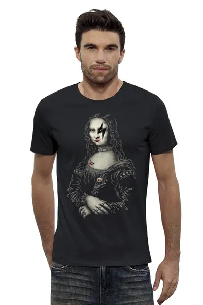 Заказать мужскую футболку в Москве. Футболка базовая Мона Лиза от printik - готовые дизайны и нанесение принтов.