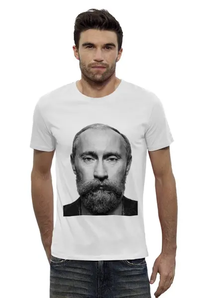 Заказать мужскую футболку в Москве. Футболка базовая Путин с бородой от priceless - готовые дизайны и нанесение принтов.