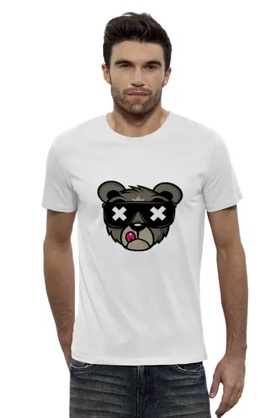 Заказать мужскую футболку в Москве. Футболка базовая Медведь от THE_NISE  - готовые дизайны и нанесение принтов.