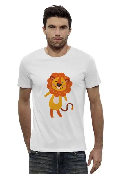 Заказать мужскую футболку в Москве. Футболка базовая Весёлый львёнок от Romanova - готовые дизайны и нанесение принтов.
