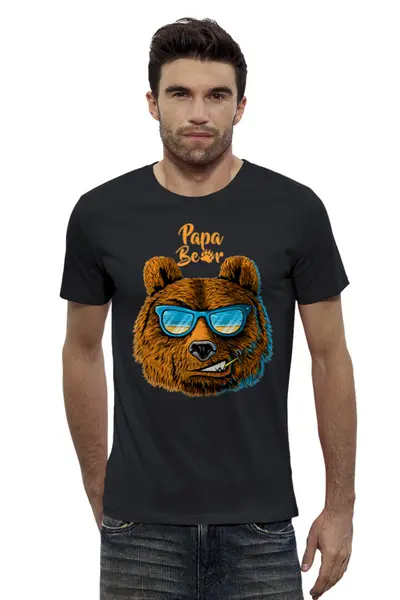 Заказать мужскую футболку в Москве. Футболка базовая Papa Bear от balden - готовые дизайны и нанесение принтов.