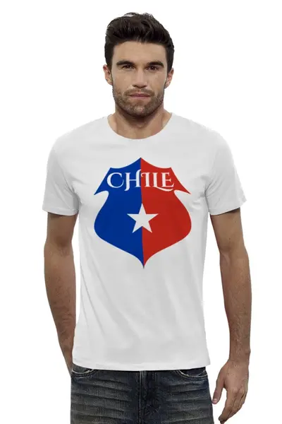 Заказать мужскую футболку в Москве. Футболка базовая Сборная Чили по футболу от printik - готовые дизайны и нанесение принтов.