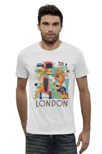 Заказать мужскую футболку в Москве. Футболка базовая Лондон от Виктор Гришин - готовые дизайны и нанесение принтов.