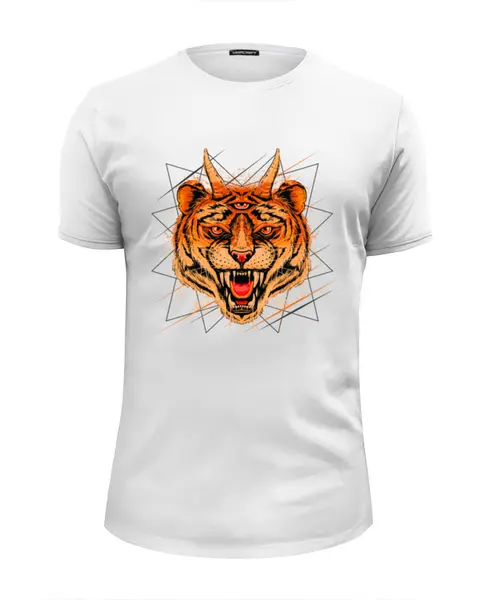 Заказать мужскую футболку в Москве. Футболка базовая Evil tiger от ПРИНТЫ ПЕЧАТЬ  - готовые дизайны и нанесение принтов.