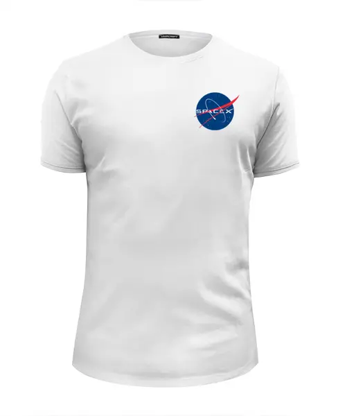 Заказать мужскую футболку в Москве. Футболка базовая SpaceX от emaill@inbox.ru - готовые дизайны и нанесение принтов.