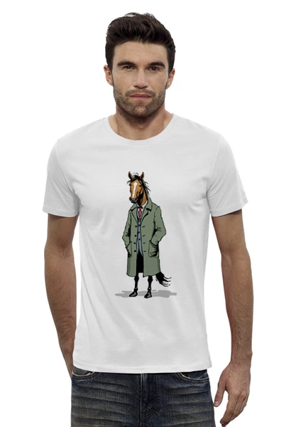 Заказать мужскую футболку в Москве. Футболка базовая Конь в пальто от pteropus@mail.ru - готовые дизайны и нанесение принтов.