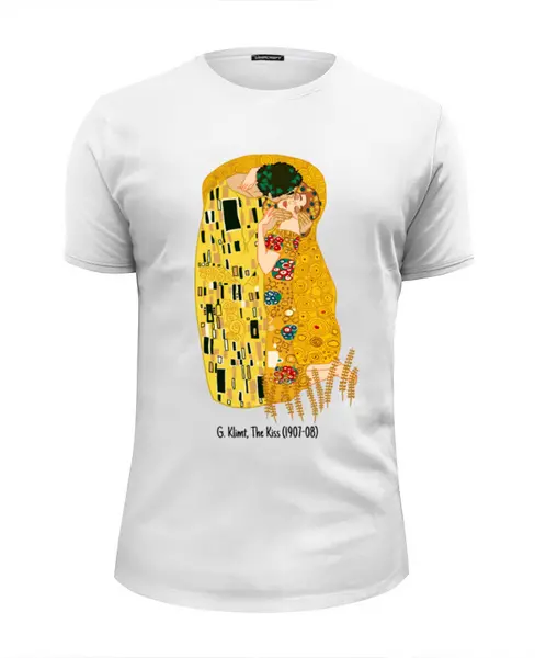 Заказать мужскую футболку в Москве. Футболка базовая ◈Густав Климт, Поцелуй◈ от balden - готовые дизайны и нанесение принтов.