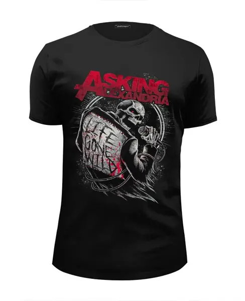 Заказать мужскую футболку в Москве. Футболка базовая Asking Alexandria band от Leichenwagen - готовые дизайны и нанесение принтов.