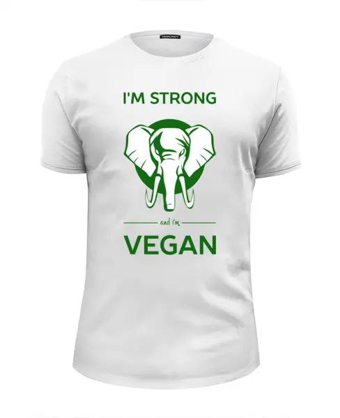 Заказать мужскую футболку в Москве. Футболка базовая I'm strong & i'm vegan от catification - готовые дизайны и нанесение принтов.