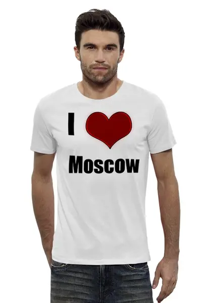 Заказать мужскую футболку в Москве. Футболка базовая I Love Moscow от Nalivaev - готовые дизайны и нанесение принтов.