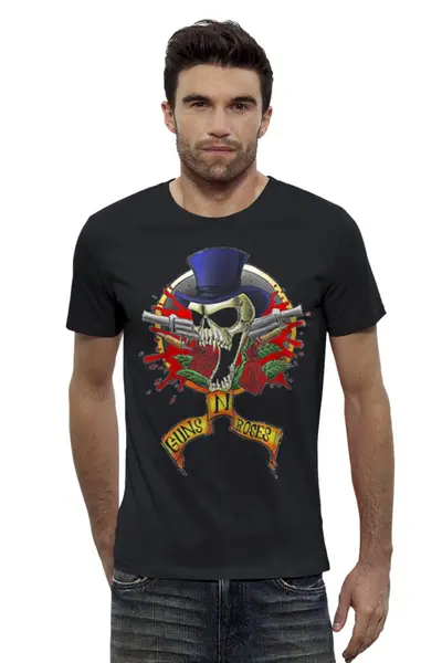Заказать мужскую футболку в Москве. Футболка базовая Guns n' roses от Leichenwagen - готовые дизайны и нанесение принтов.