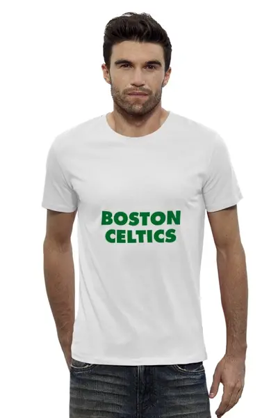 Заказать мужскую футболку в Москве. Футболка базовая Boston Celtics белая от oldmasta@gmail.com - готовые дизайны и нанесение принтов.