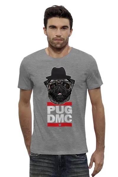Заказать мужскую футболку в Москве. Футболка базовая Pug x Run Dmc от coolmag - готовые дизайны и нанесение принтов.
