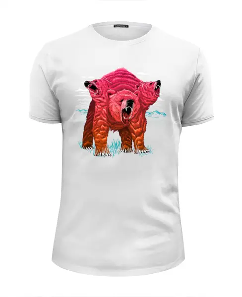 Заказать мужскую футболку в Москве. Футболка базовая Трёхголовый Медведь от printik - готовые дизайны и нанесение принтов.