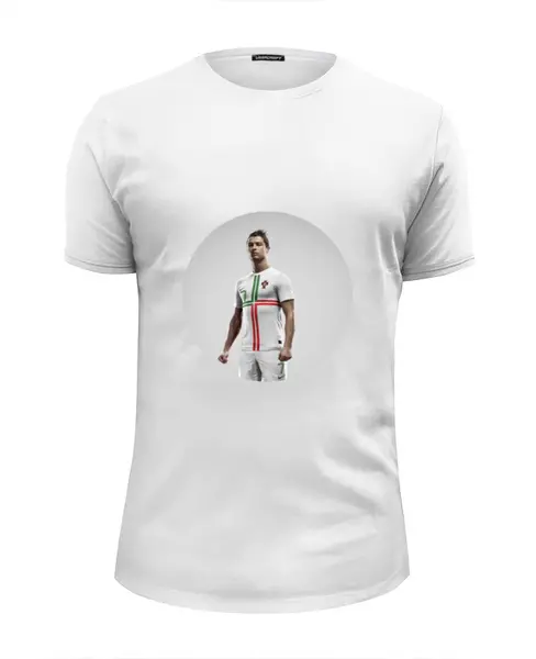 Заказать мужскую футболку в Москве. Футболка базовая Cristiano Ronaldo от Тима Старк - готовые дизайны и нанесение принтов.