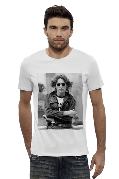 Заказать мужскую футболку в Москве. Футболка базовая Джон Леннон  от nazarby - готовые дизайны и нанесение принтов.