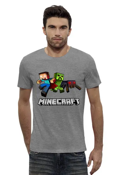 Заказать мужскую футболку в Москве. Футболка базовая Minecraft     от T-shirt print  - готовые дизайны и нанесение принтов.
