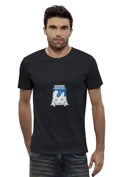 Заказать мужскую футболку в Москве. Футболка базовая Молоко от YellowCloverShop - готовые дизайны и нанесение принтов.
