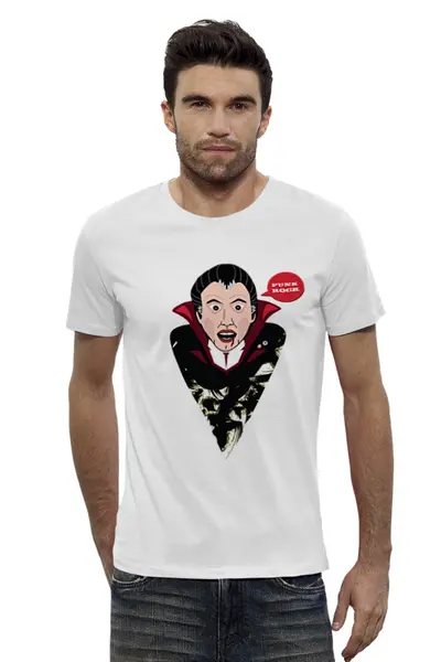 Заказать мужскую футболку в Москве. Футболка базовая Dracula от josephina_ogrizkina - готовые дизайны и нанесение принтов.