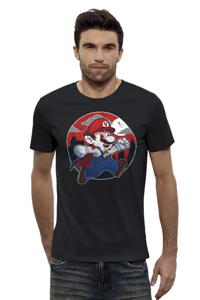 Заказать мужскую футболку в Москве. Футболка базовая Супер Марио от printik - готовые дизайны и нанесение принтов.