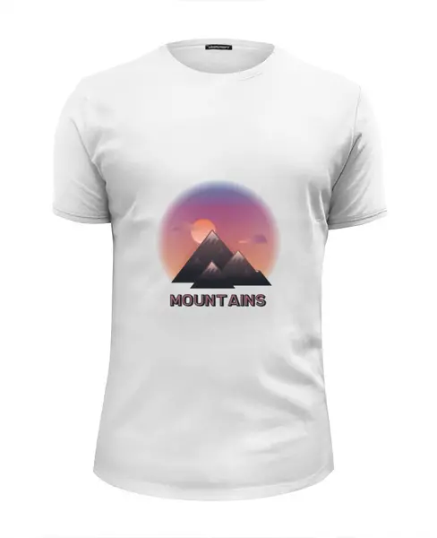Заказать мужскую футболку в Москве. Футболка базовая Mountains от white_irbis - готовые дизайны и нанесение принтов.
