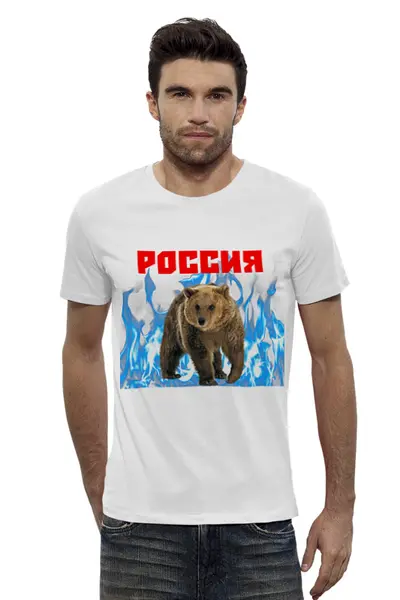 Заказать мужскую футболку в Москве. Футболка базовая Россия от THE_NISE  - готовые дизайны и нанесение принтов.