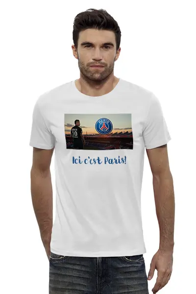 Заказать мужскую футболку в Москве. Футболка базовая Ici c'est Paris! от Василий Арк - готовые дизайны и нанесение принтов.