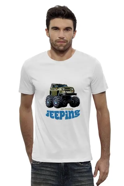 Заказать мужскую футболку в Москве. Футболка базовая Jeeping от kreed - готовые дизайны и нанесение принтов.