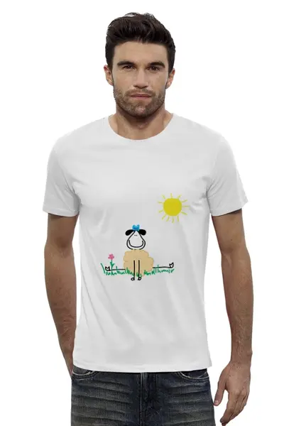 Заказать мужскую футболку в Москве. Футболка базовая овечка от Karina Radomskaya - готовые дизайны и нанесение принтов.