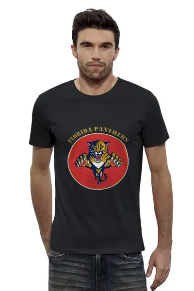 Заказать мужскую футболку в Москве. Футболка базовая Флорида Пантерс от kspsshop - готовые дизайны и нанесение принтов.