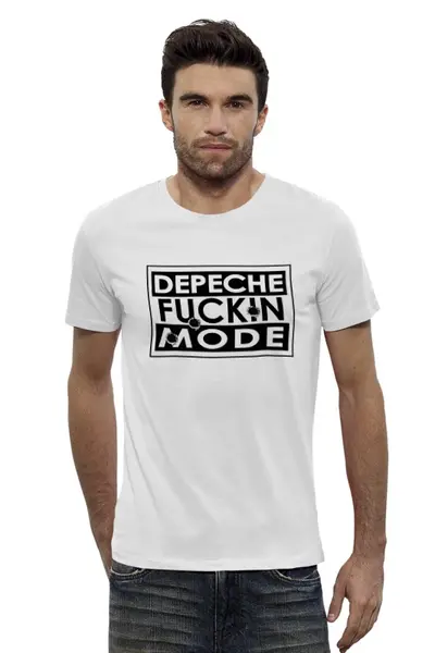Заказать мужскую футболку в Москве. Футболка базовая Depeche F**ing Mode от Black Pimpf - готовые дизайны и нанесение принтов.