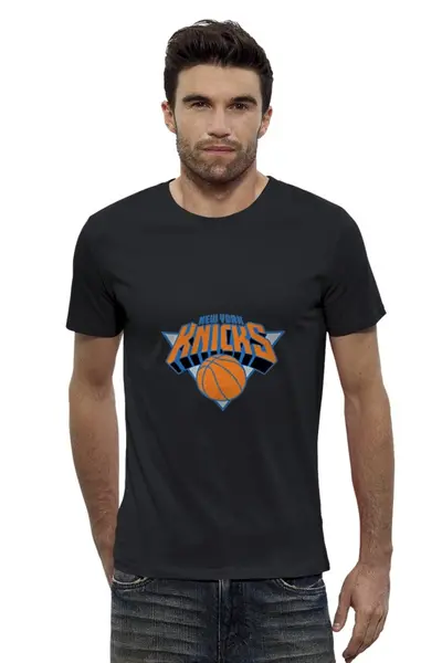 Заказать мужскую футболку в Москве. Футболка базовая New York Knicks от BURNSHIRTS - готовые дизайны и нанесение принтов.