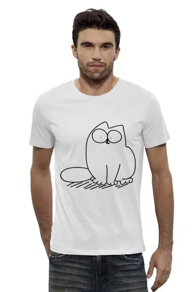 Заказать мужскую футболку в Москве. Футболка базовая Simon's Cat #1 от shinko - готовые дизайны и нанесение принтов.