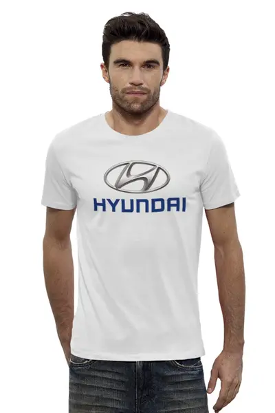 Заказать мужскую футболку в Москве. Футболка базовая HYUNDAI от DESIGNER   - готовые дизайны и нанесение принтов.
