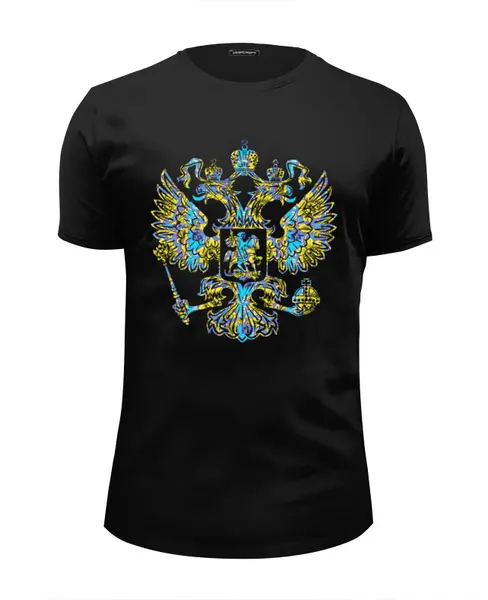 Заказать мужскую футболку в Москве. Футболка базовая Gerb RF Hohloma от balden - готовые дизайны и нанесение принтов.