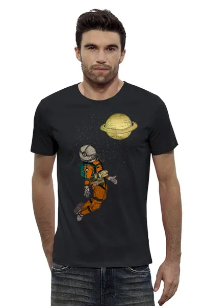 Заказать мужскую футболку в Москве. Футболка базовая Сатурн от printik - готовые дизайны и нанесение принтов.