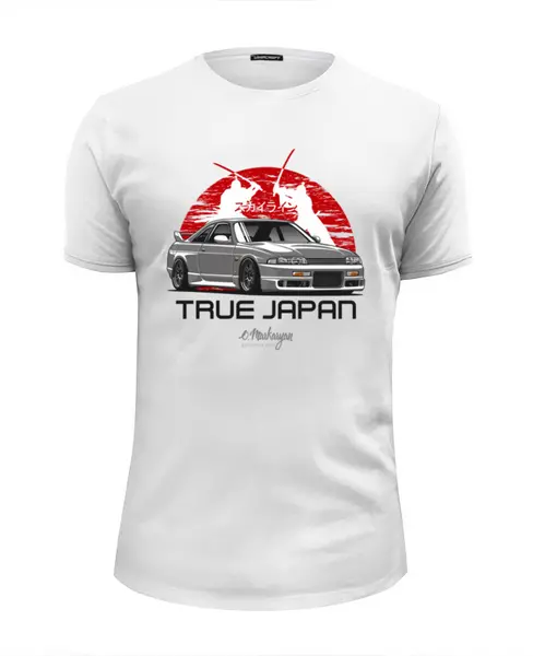 Заказать мужскую футболку в Москве. Футболка базовая Nissan R33 от Oleg Markaryan - готовые дизайны и нанесение принтов.