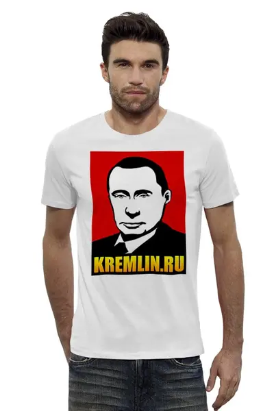 Заказать мужскую футболку в Москве. Футболка базовая Путин от gopotol - готовые дизайны и нанесение принтов.