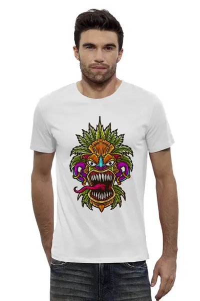 Заказать мужскую футболку в Москве. Футболка базовая ✽Tiki Mask✽ от balden - готовые дизайны и нанесение принтов.