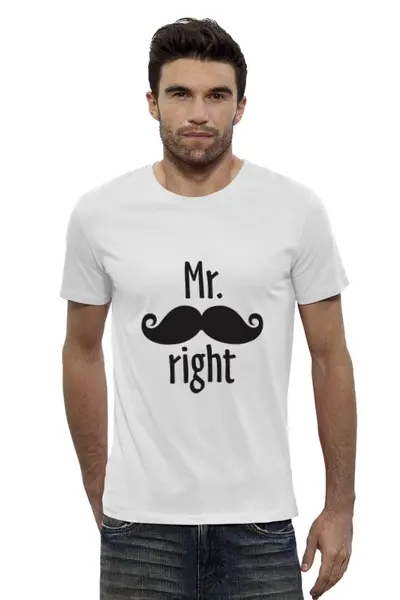 Заказать мужскую футболку в Москве. Футболка базовая Mr. right от zen4@bk.ru - готовые дизайны и нанесение принтов.