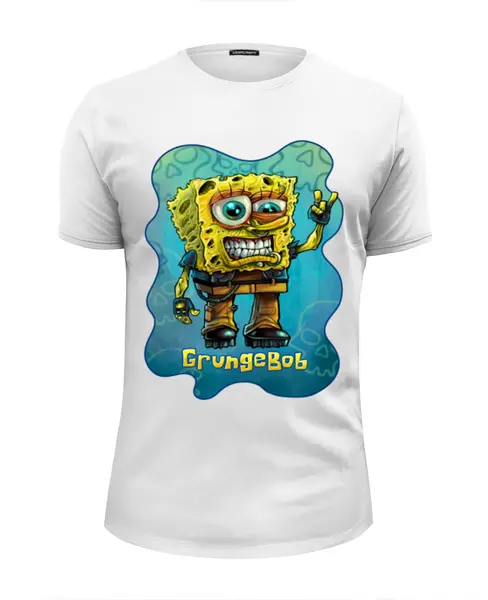 Заказать мужскую футболку в Москве. Футболка базовая Grungebob от alferxv - готовые дизайны и нанесение принтов.