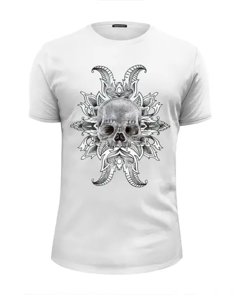 Заказать мужскую футболку в Москве. Футболка базовая Skull Art от Leichenwagen - готовые дизайны и нанесение принтов.