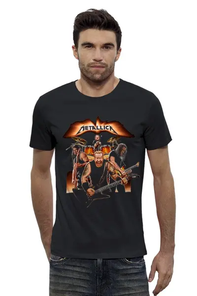 Заказать мужскую футболку в Москве. Футболка базовая Metallica - fan-art от Денис - готовые дизайны и нанесение принтов.