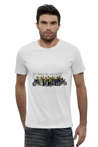 Заказать мужскую футболку в Москве. Футболка базовая Сыны анархии от kenny - готовые дизайны и нанесение принтов.