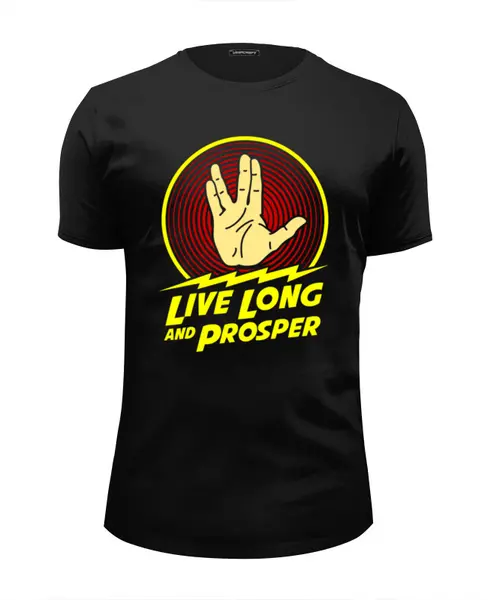 Заказать мужскую футболку в Москве. Футболка базовая Live Long And Prosper от geekbox - готовые дизайны и нанесение принтов.