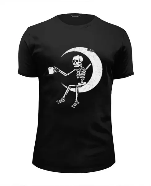 Заказать мужскую футболку в Москве. Футболка базовая Скелет на Луне от MariYang  - готовые дизайны и нанесение принтов.