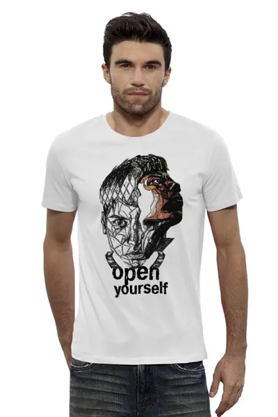 Заказать мужскую футболку в Москве. Футболка базовая OpenYourself от Rattus - готовые дизайны и нанесение принтов.