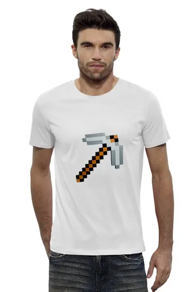 Заказать мужскую футболку в Москве. Футболка базовая Minecraft - Кирка от klip - готовые дизайны и нанесение принтов.